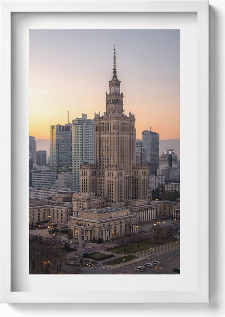 Palast der Kultur und Wissenschaft Warschau– Wandbild mit Rahmen – Gerahmtes Bild – Wanddekoration – 40x60 cm – Weiß