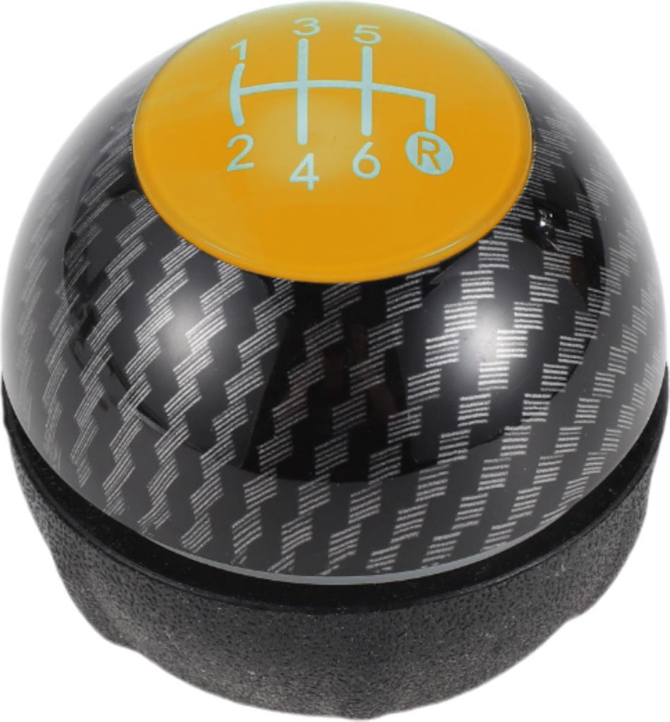 6-Gang-Schaltknauf für Fiat 500 Langlebig | Vorderer Automatikgetriebeschalthebelknopf Schwarz Gelb Kunstleder aus Kunststoff 1 Stück