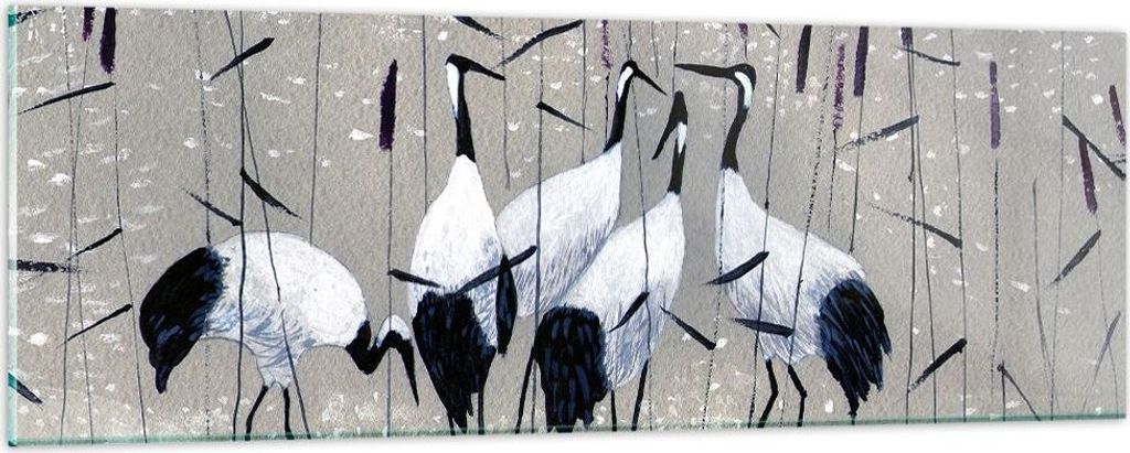 Bilder auf glas - Vogel Natur Wasser - 90x30cm - Glasbilder - Wandbilder - Kunstdruck - zum Aufhängen bereit - Wanddekoration aus Glas - Glas Bild...