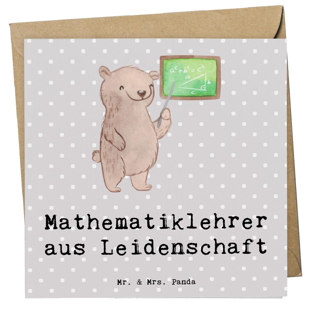 Mr. & Mrs. Panda Grußkarte Mathematiklehrer Leidenschaft - Grau Pastell - Geschenk, Glückwunschkarte, Klappkarte, Mathelehrer, Referendariat, Wit...