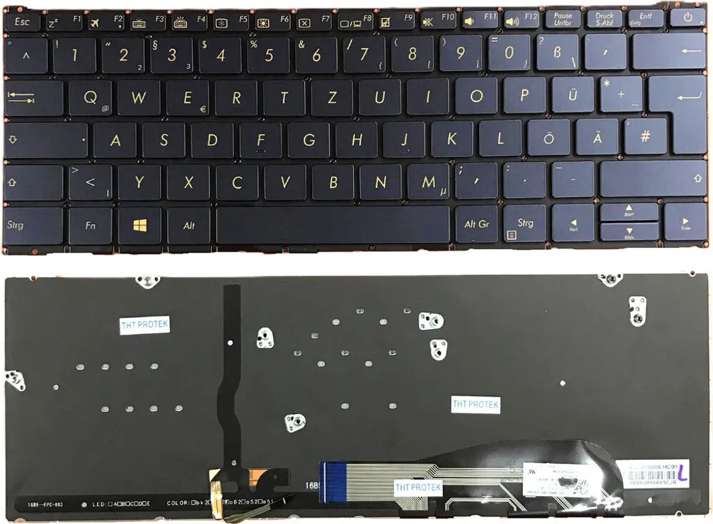 Clavier Bleu Foncé avec Rétroéclairage pour ASUS UX390UA sans Cadre