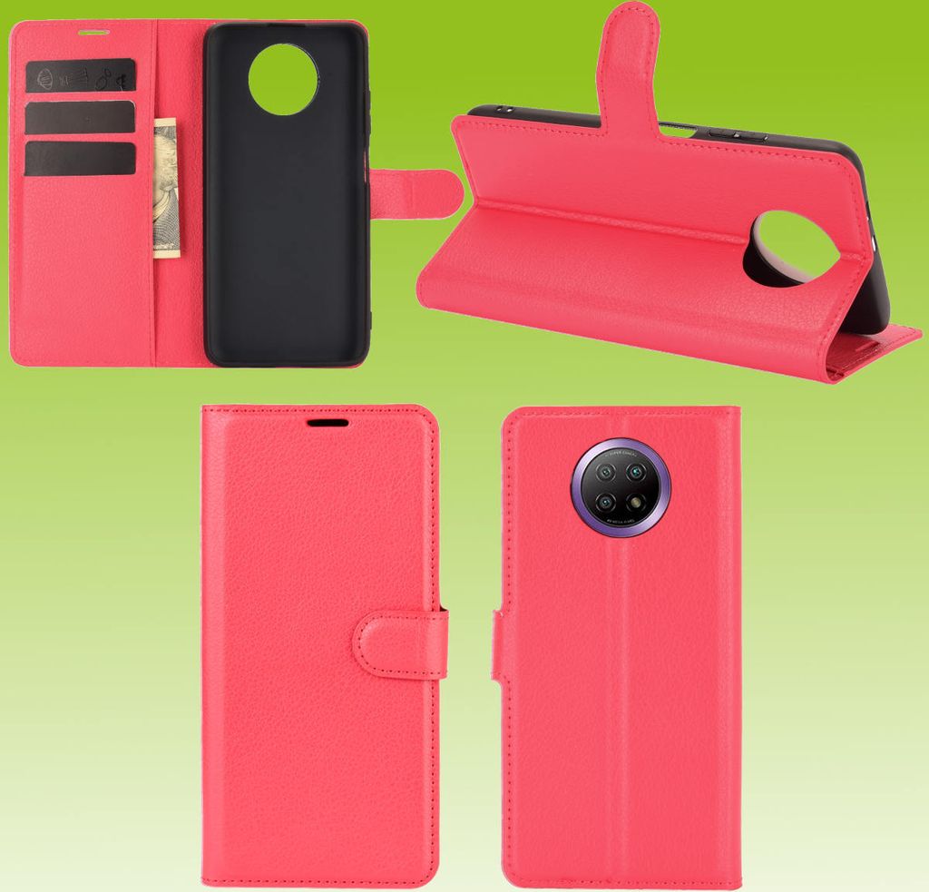 Für Xiaomi Redmi Note 9T 5G Handy Tasche Rot Etuis Produktbild 