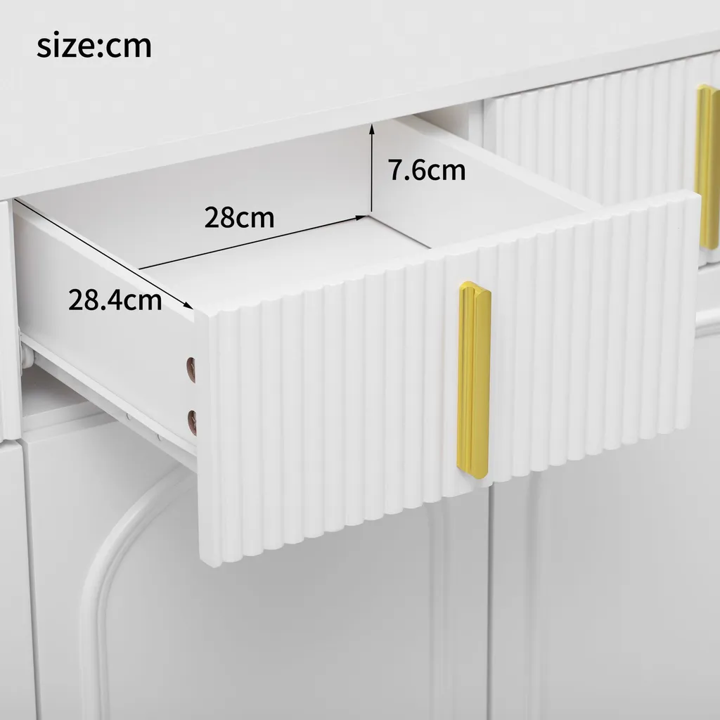 Buffet avec Stratifié Amovible et Finition Blanche, Détails Dorés