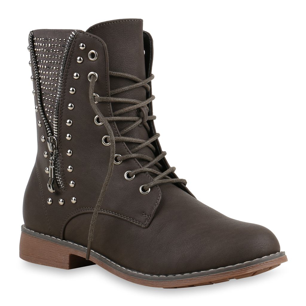 893195 Damen Worker Boots Profil Sohle Stiefeletten Outdoor Schuhe New Look 