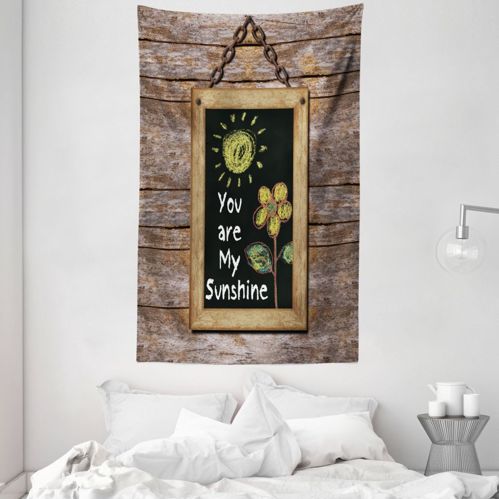 ABAKUHAUS Braun Wandteppich und Tagesdecke, Liebe Worte auf Tafel aus Weiches Mikrofaser Stoff Waschbar ohne Verblassen Digitaldruck, 140 x 230 cm,...