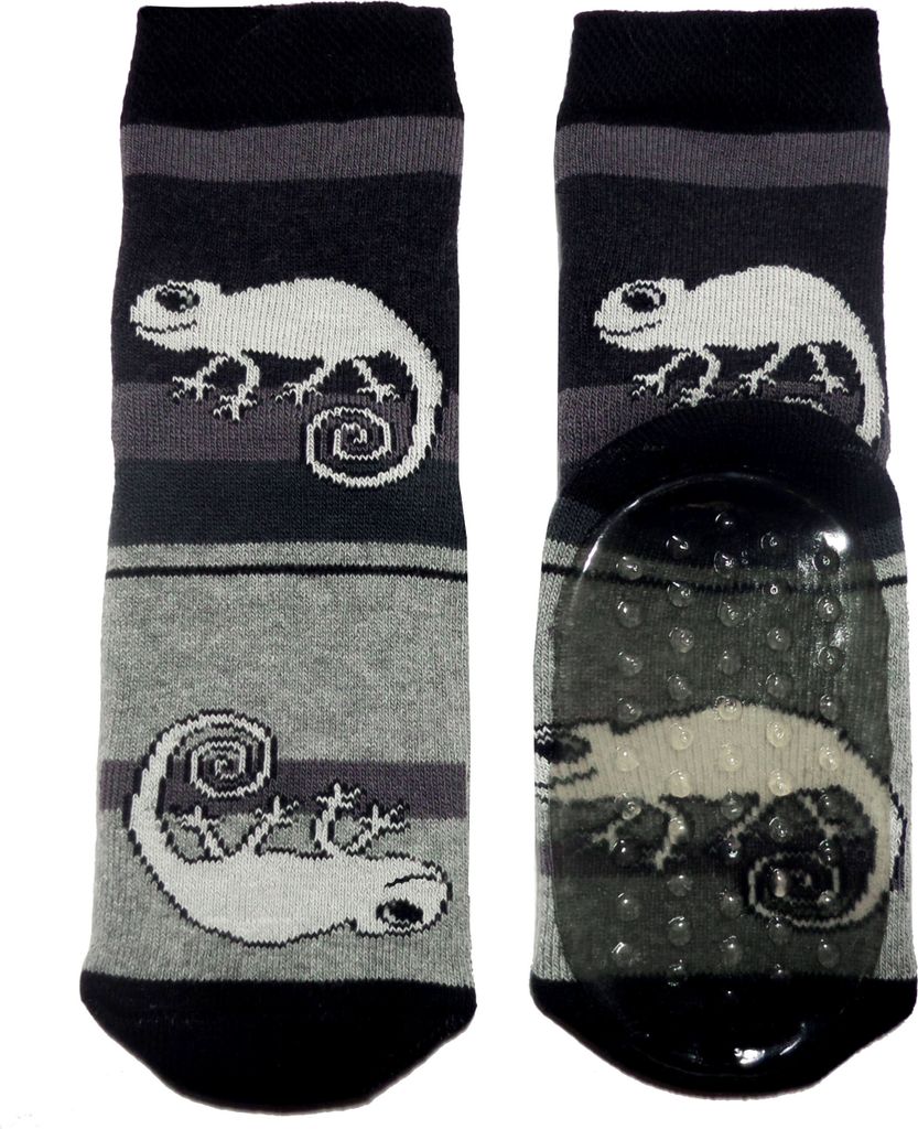 Kinder ABS-Socken Chamäleon Schwarz Größe 35-38