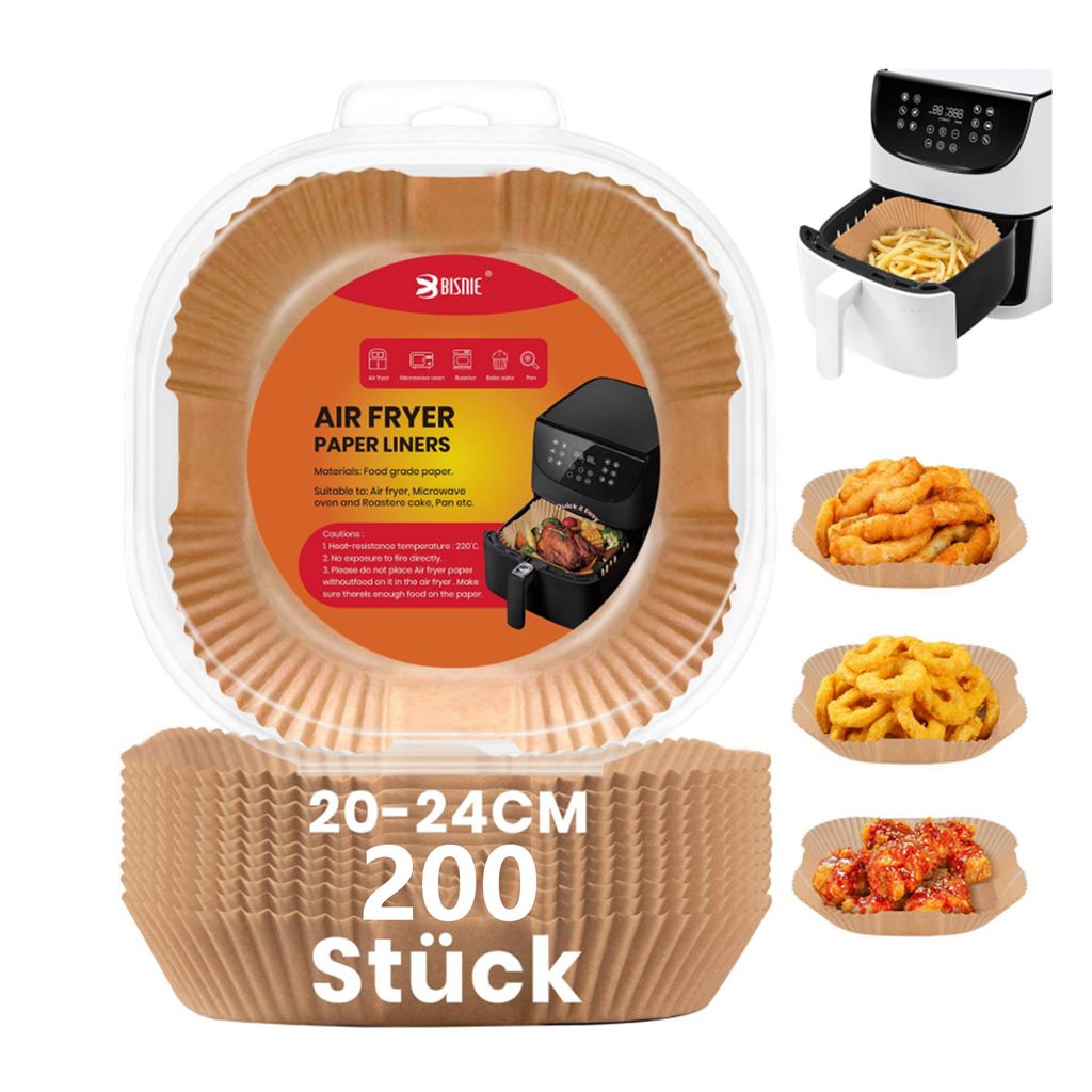 Papier sulfurisé pour friteuse à air chaud, 200 pièces, Image du produit 