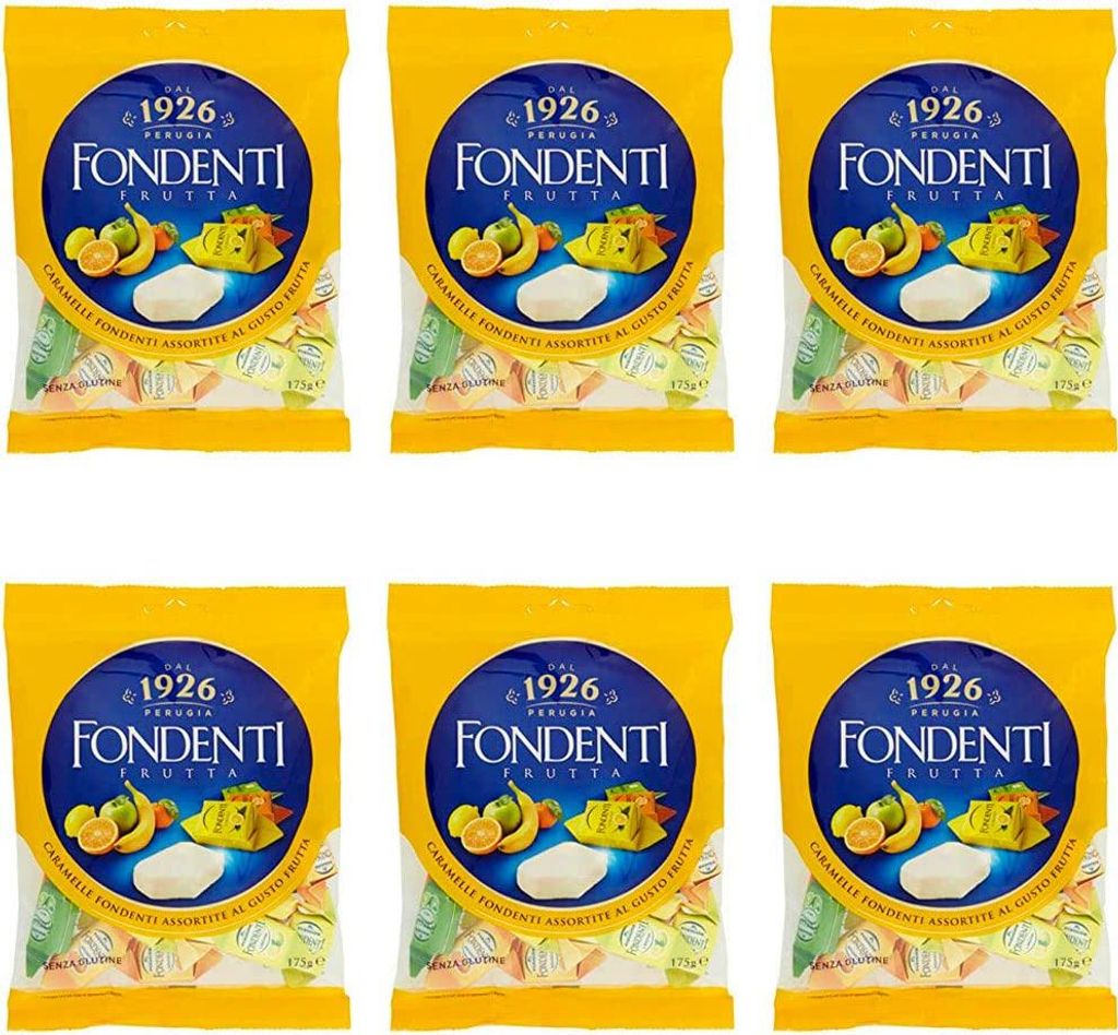 6x Fida Perugia Caramelle Fondenti assortite al gusto frutta Dunkle Bonbons mit Fruchtgeschmack 175g
