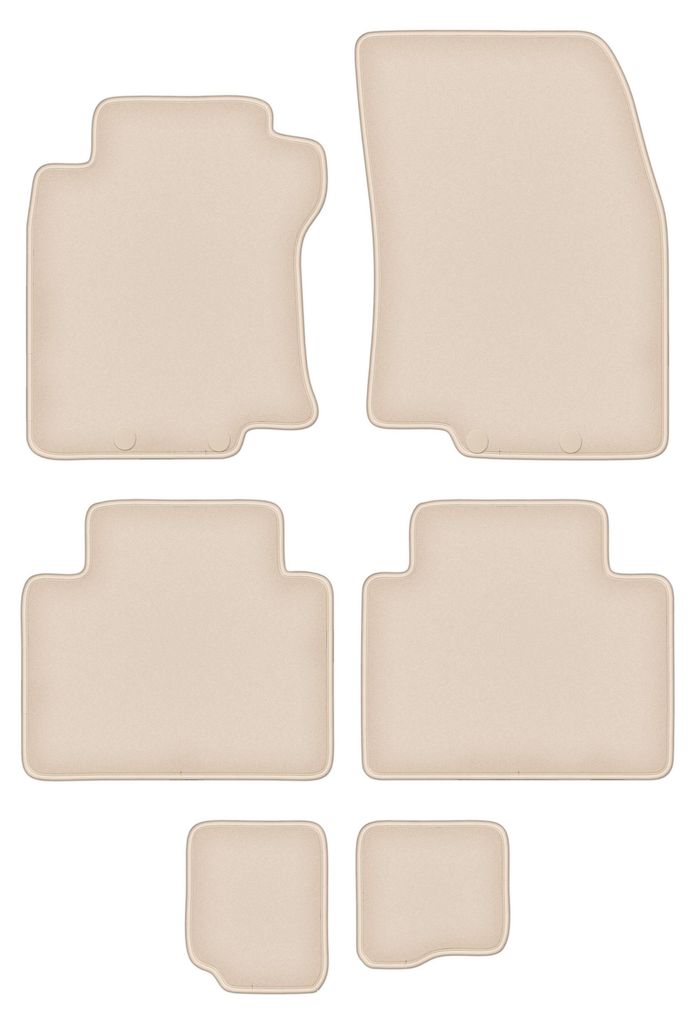 DURBAN Beige Velours-Fußmatten-Set für Nissan X-Trail III T32 FL 7-Sitzer (2017-2021)