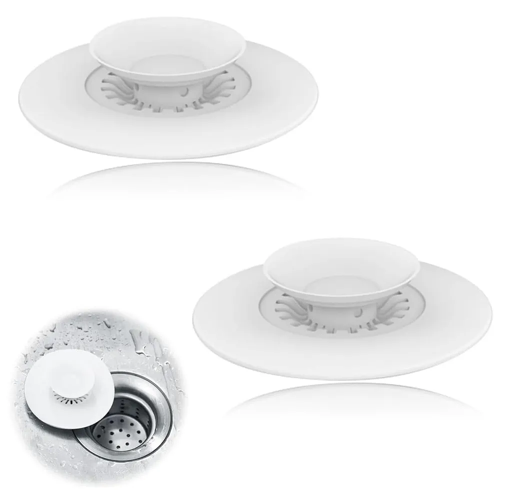 Bouchon d'évacuation universel en silicone avec tamis intégré pour évier
