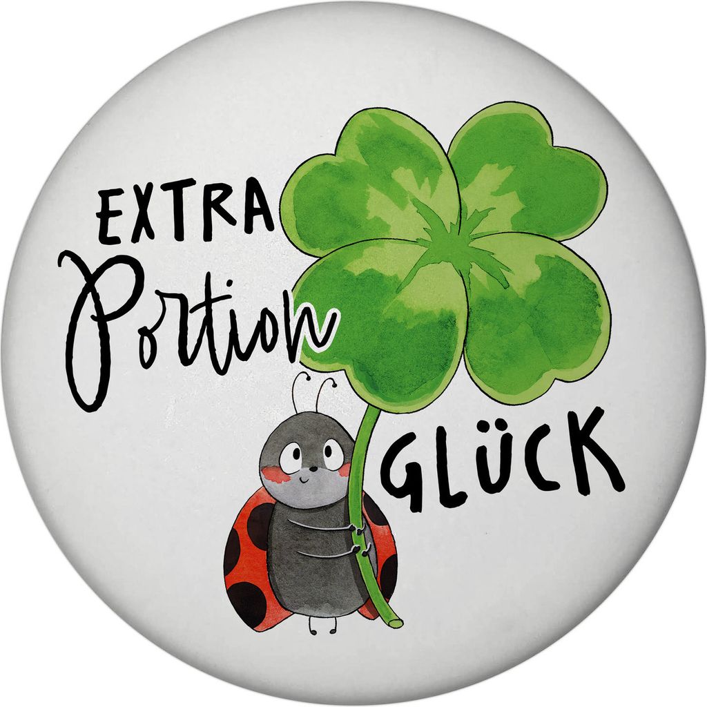 Marienkäfer Magnet rund mit Spruch Extra Portion Glück