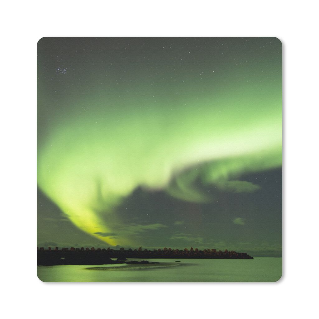 MuchoWow Mauspad Mousepad Nordlichter - Grün - Norwegen 20x20 cm - Mousepads - Maus Mat - Pad - Mausunterlage - Desk Mat - Bureauartikeln