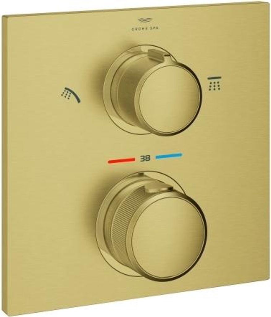 GROHE Thermostat-Brausebatterie Allure 29181_2, integrierte 2-Wege-Umstellung, Fertigmontageset für Rapido SmartBox, cool sunrise gebürstet