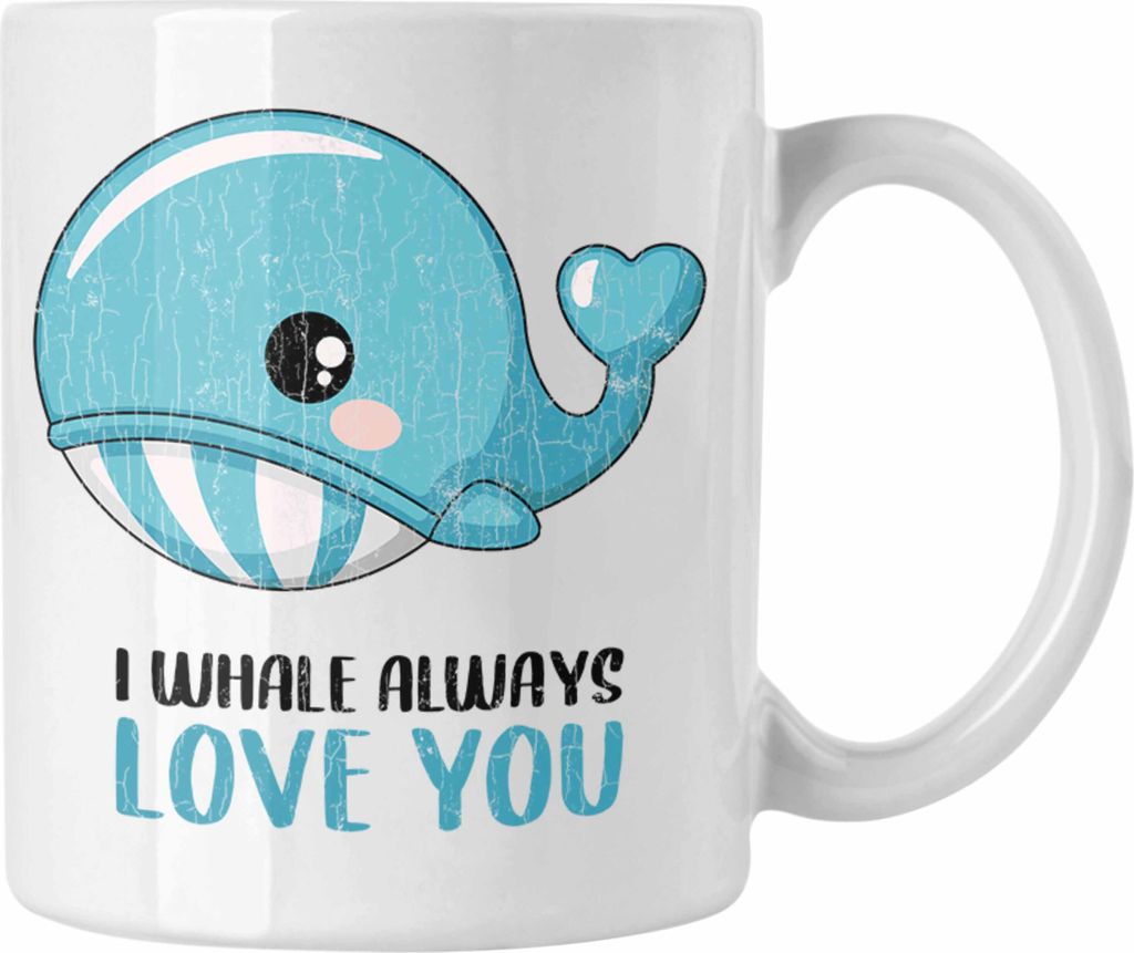 Trendation - Valentinstag Tasse Geschenk für Ihn Sie Lustig Wale Grafik Geschenkidee Becher Wortspiel Freund Freundin Liebe Paare (Weiß)