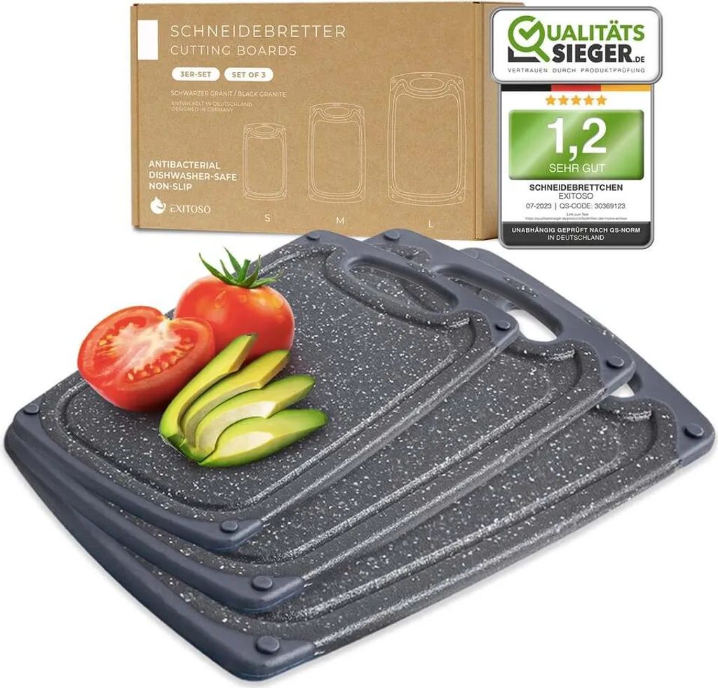 Set di 3 lavagne per la colazione EXITOSO - in plastica, lavabili in lavastoviglie e senza BPA