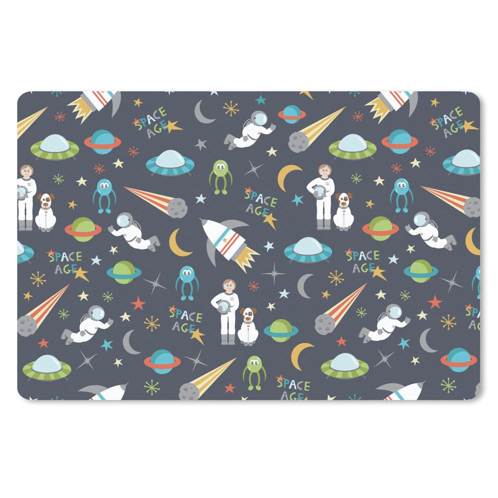 MuchoWow Mauspad Mousepad Astronaut - Ufo - Regenbogen - Muster 27x18 cm - Mousepads - Maus Mat - Pad - Mausunterlage - Büroartikel - Desk Matten