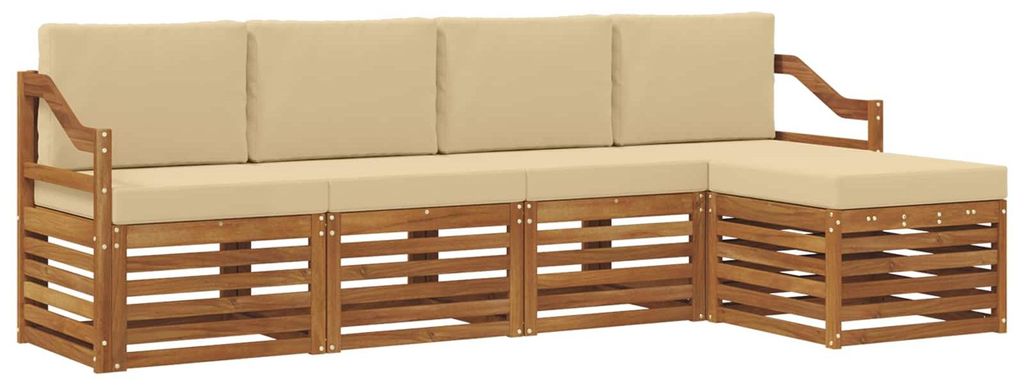 vidaXL Outdoor-Sofagarnitur mit Kissen 5 pcs Natur und Beige