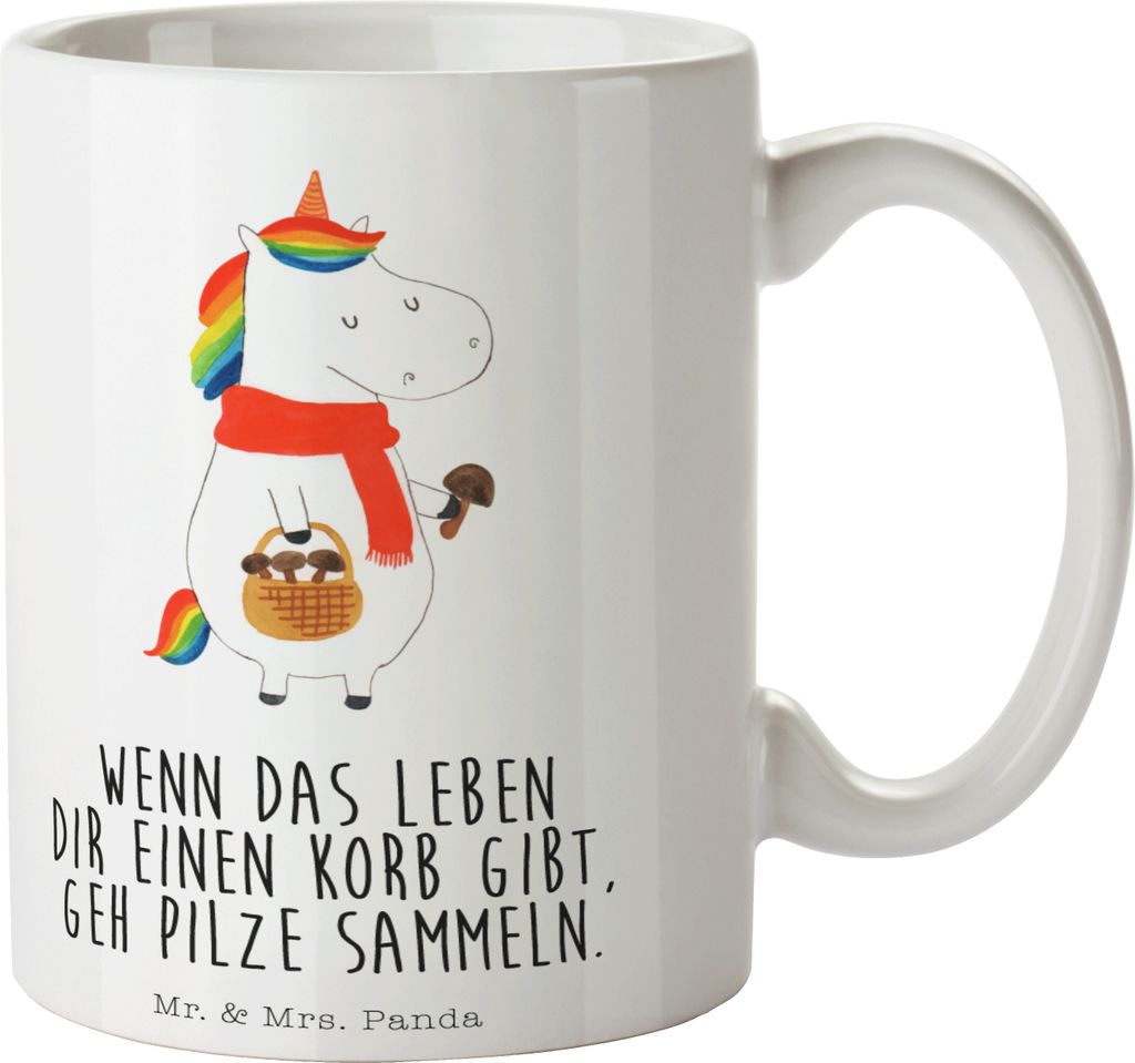 Mr. & Mrs. Panda Tasse Einhorn Pilz - Weiß - Geschenk, Einhörner, schöne, Unicorn, Kaffeepott, Motivation, Spruch, Becher, Pilze, Teetasse, Trin...