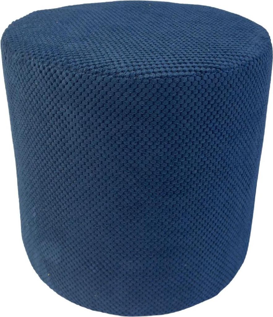 Samt-Hocker ZEFIR DOT 40x40 cm rund – stilvoller Sitzhocker oder Fußhocker fürs Wohnzimmer – Marineblau