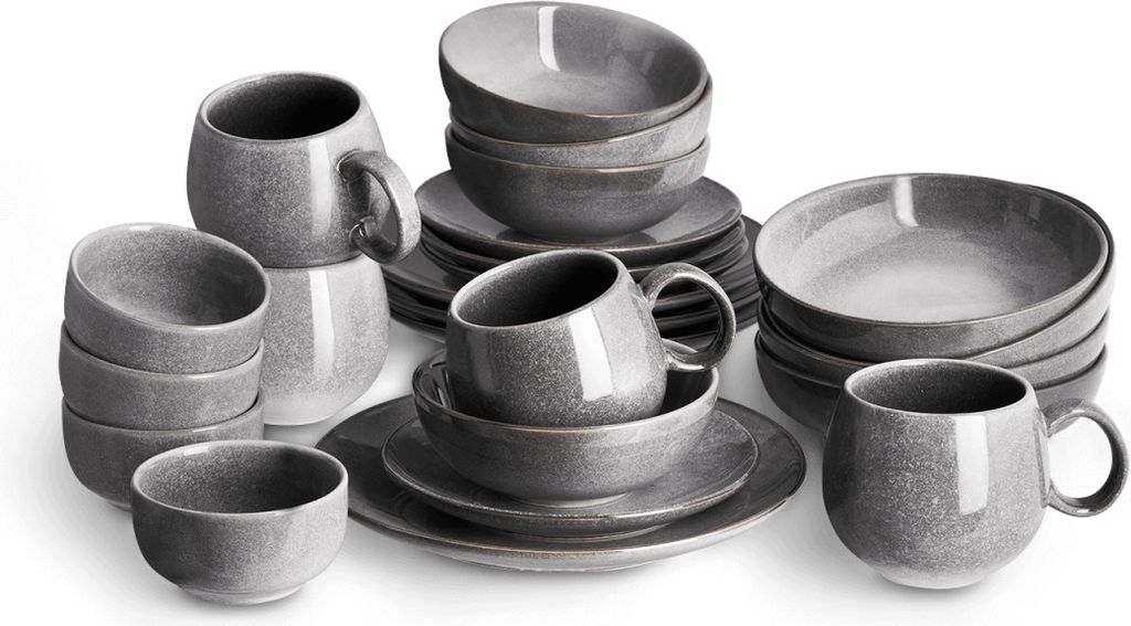 SPRINGLANE Geschirrset Misty Cliff 24-tlg., Steingut Tafelservice für 4 Personen