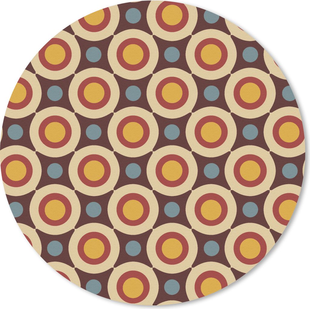 MuchoWow Mauspad Mousepad Retro - Vintage - Design - Kreis 40x40 cm - Mousepads - Maus Mat - Pad - Mausunterlage - Schreibtisch Accessoires