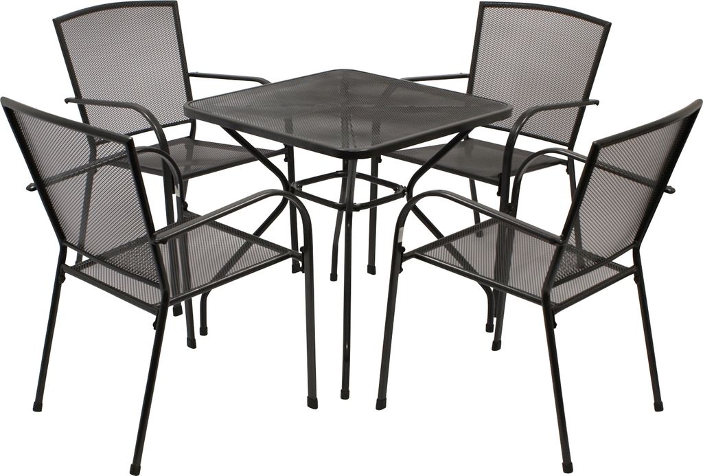 TPFGarden GARTENESSGRUPPE Glasgow - GARTEN-GARNITUR für 4 Personen - Gartenmöbel Set 5-teilig - Streckmetall anthrazit