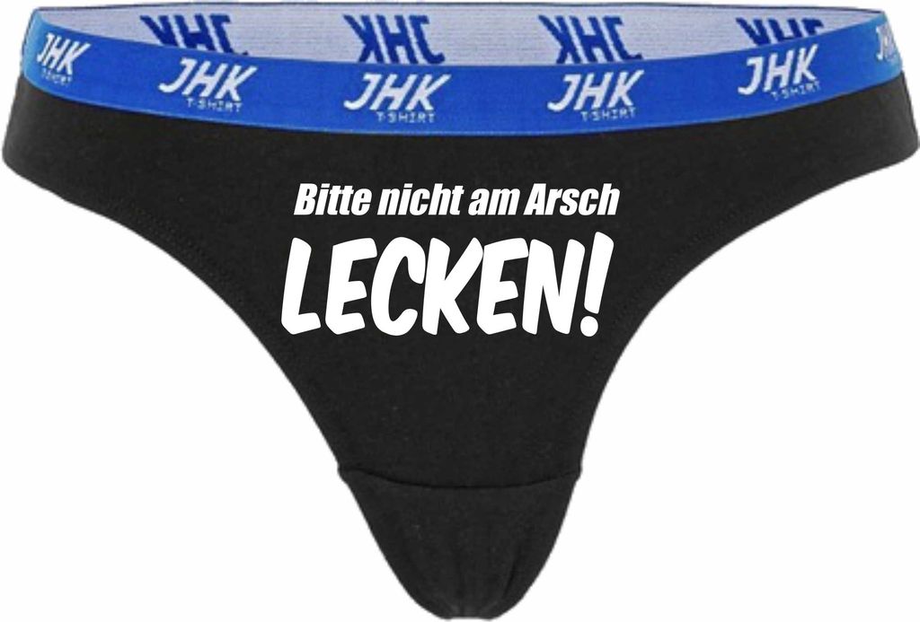 Damen Thong Slip - Boxer-0028-woman-black-h-S - schwarz - S - hinten - Bitte nicht am Arsch lecken - lustiges Motiv - Spruch - Unterwäsche - Unter...