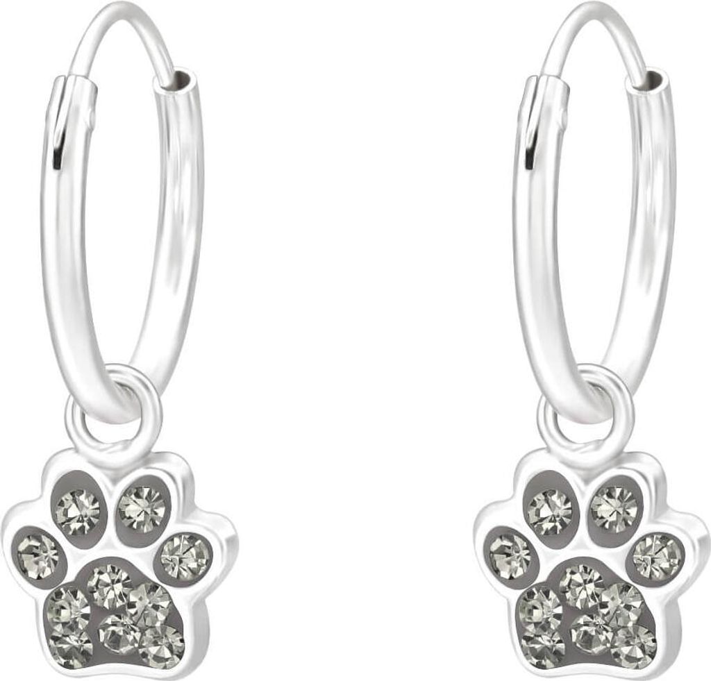 925 Sterling Silber Creolen Ohrringe mit Pfotenabdruck in Produktbild 