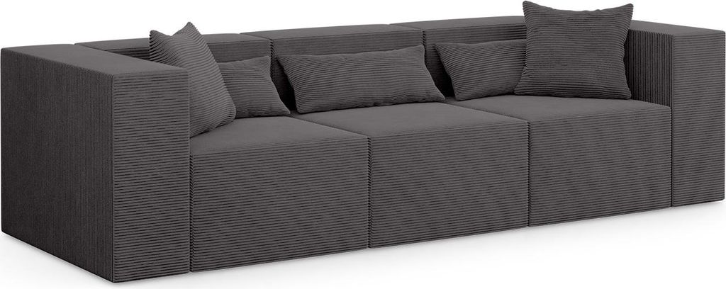 3-Sitzer Couch Nova - 284x105x76cm modulares Couch fur Wohnzimmer, Dunkelgrau