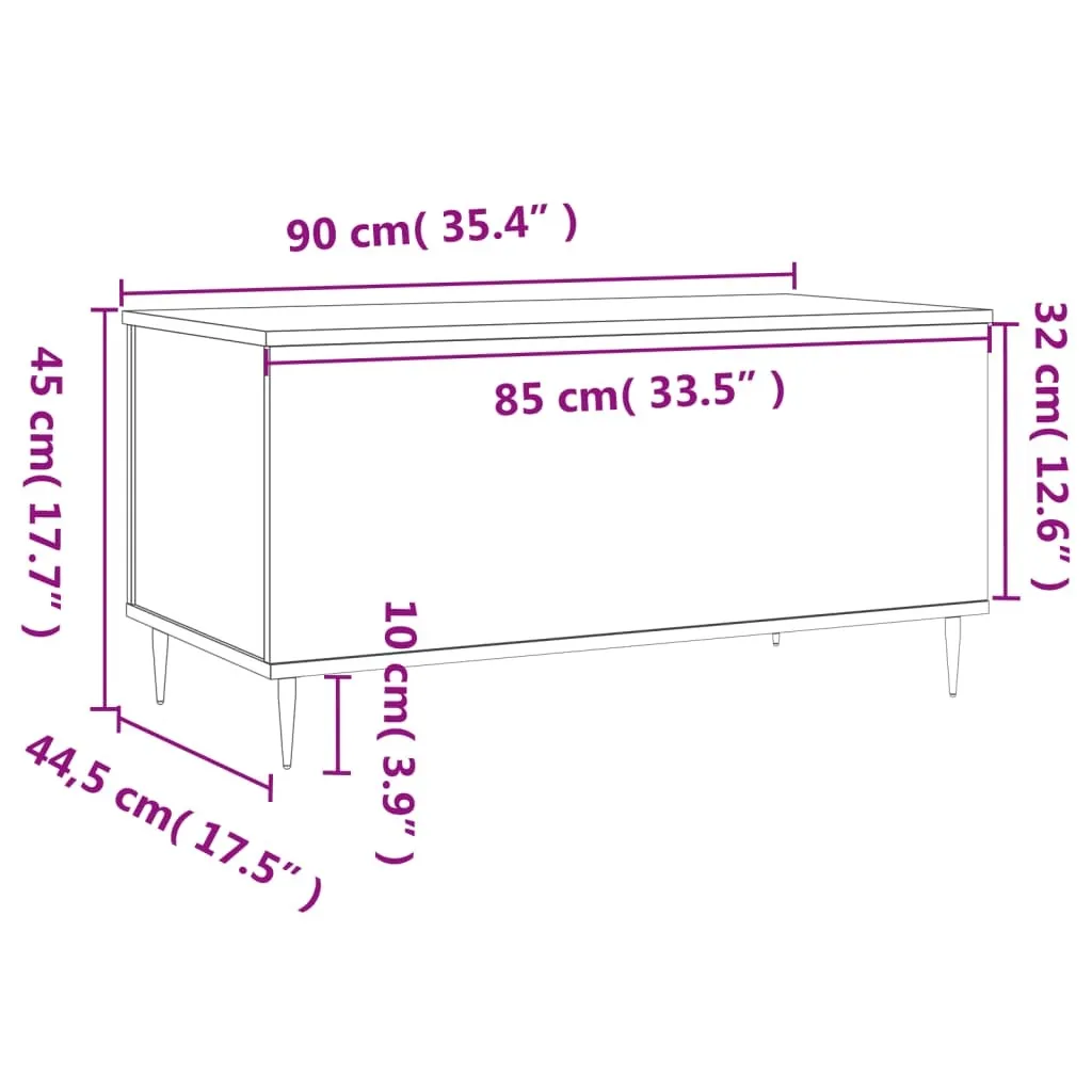 Tavolino Basso Nero 90cm - Coffee Table Moderno con Vano Interno - 10