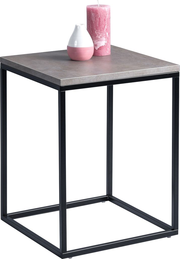 Beistelltisch Tisch SOMA 40x40 cm Nachbildung Keramikoptik Gestell schwarz