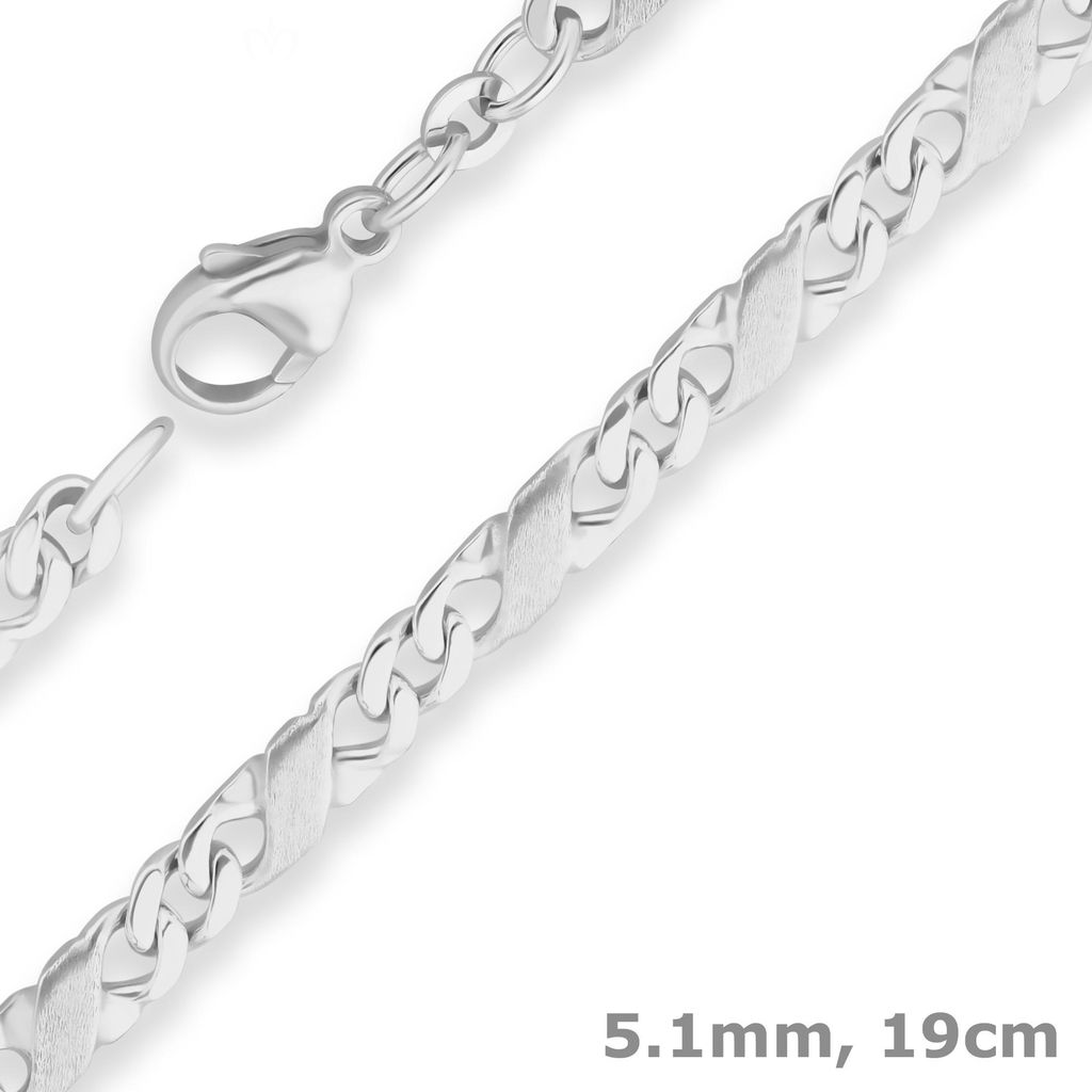 5,1mm Armband Dollarkette Armschmuck aus 925 Silber matt-glänzend 19cm