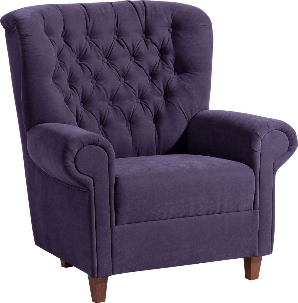 Hochlehnsessel Katrin Bezug Veloursstoff Buche nussbaum dunkel / violett 22888