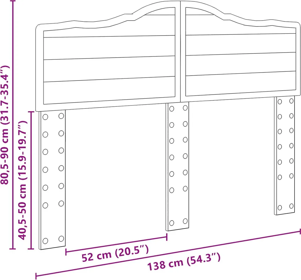 Testiera Letto 135 cm Rovere Affumicato | Design Moderno Materiale Ligneo - 10