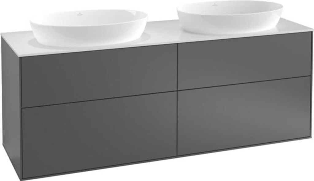 V&B Waschtischunterschrank Wandbeleuchtung Finion 160x60cm, Abd.-Pl. bla m, si Gr m Lac