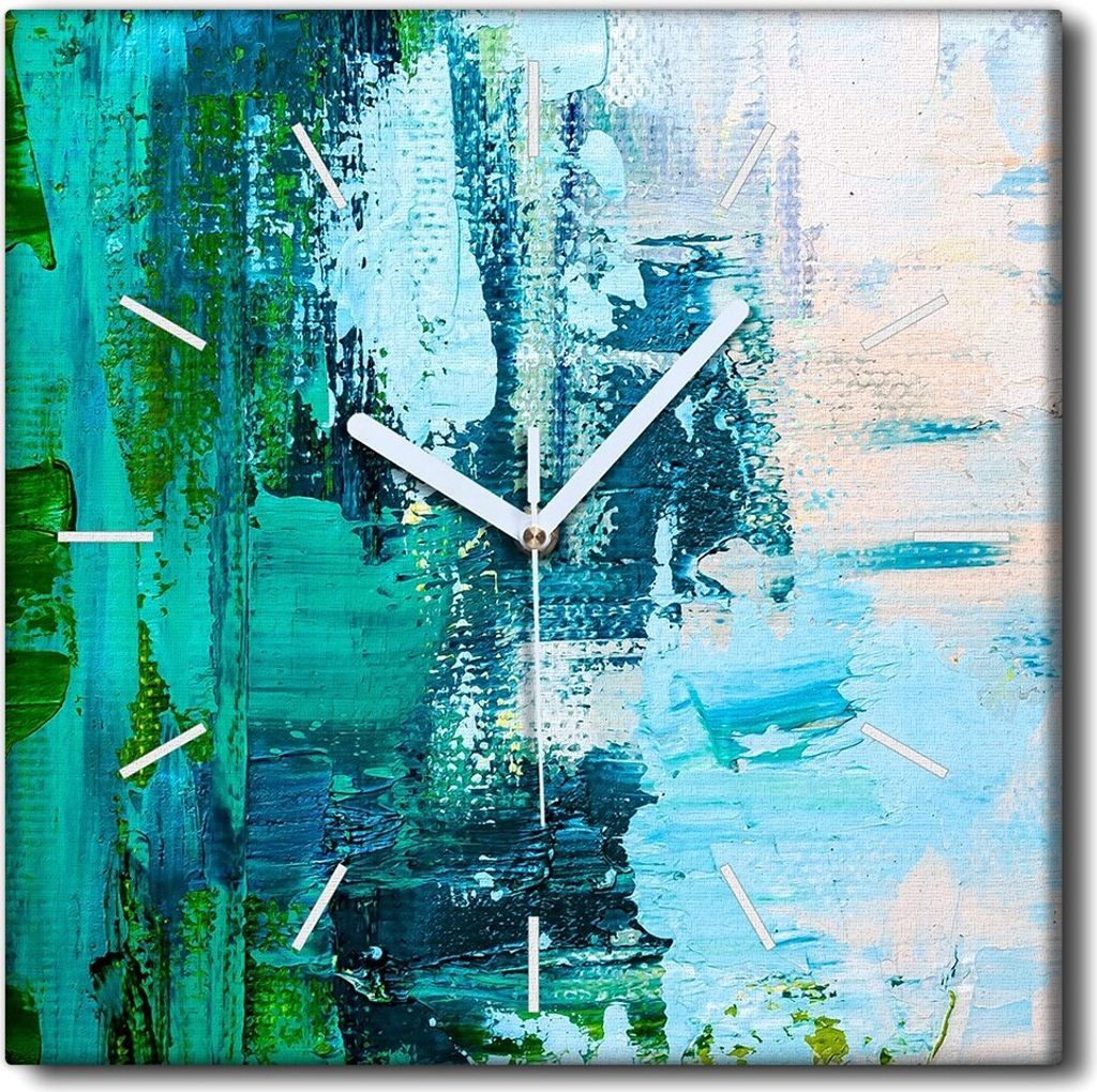 Coloray Uhr auf Leinwand 30x30 cm Wand Uhr Dekoration Wohnzimmer Segeltuch weiße Zeiger -Abstraktion Kunstkunst