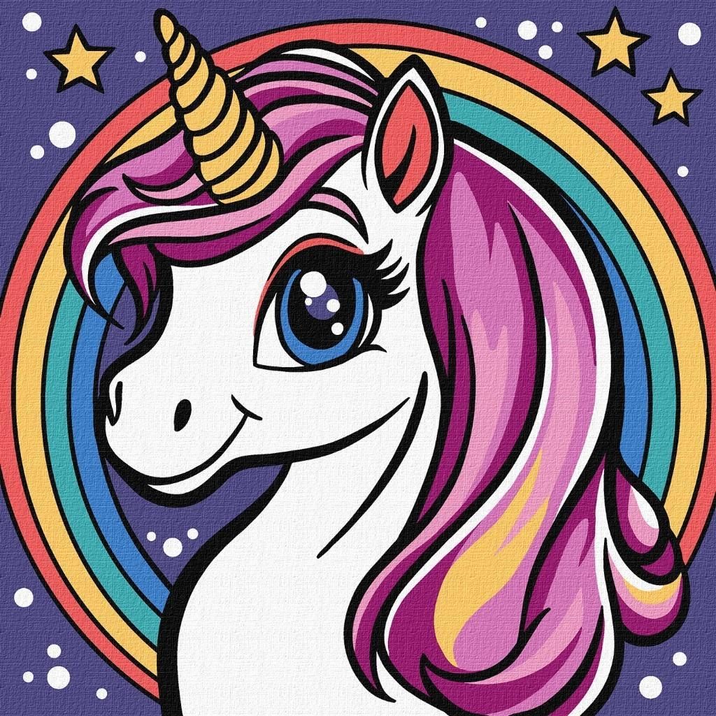 Malset mit Zahlen - Regenbogen Einhorn für Kinder
