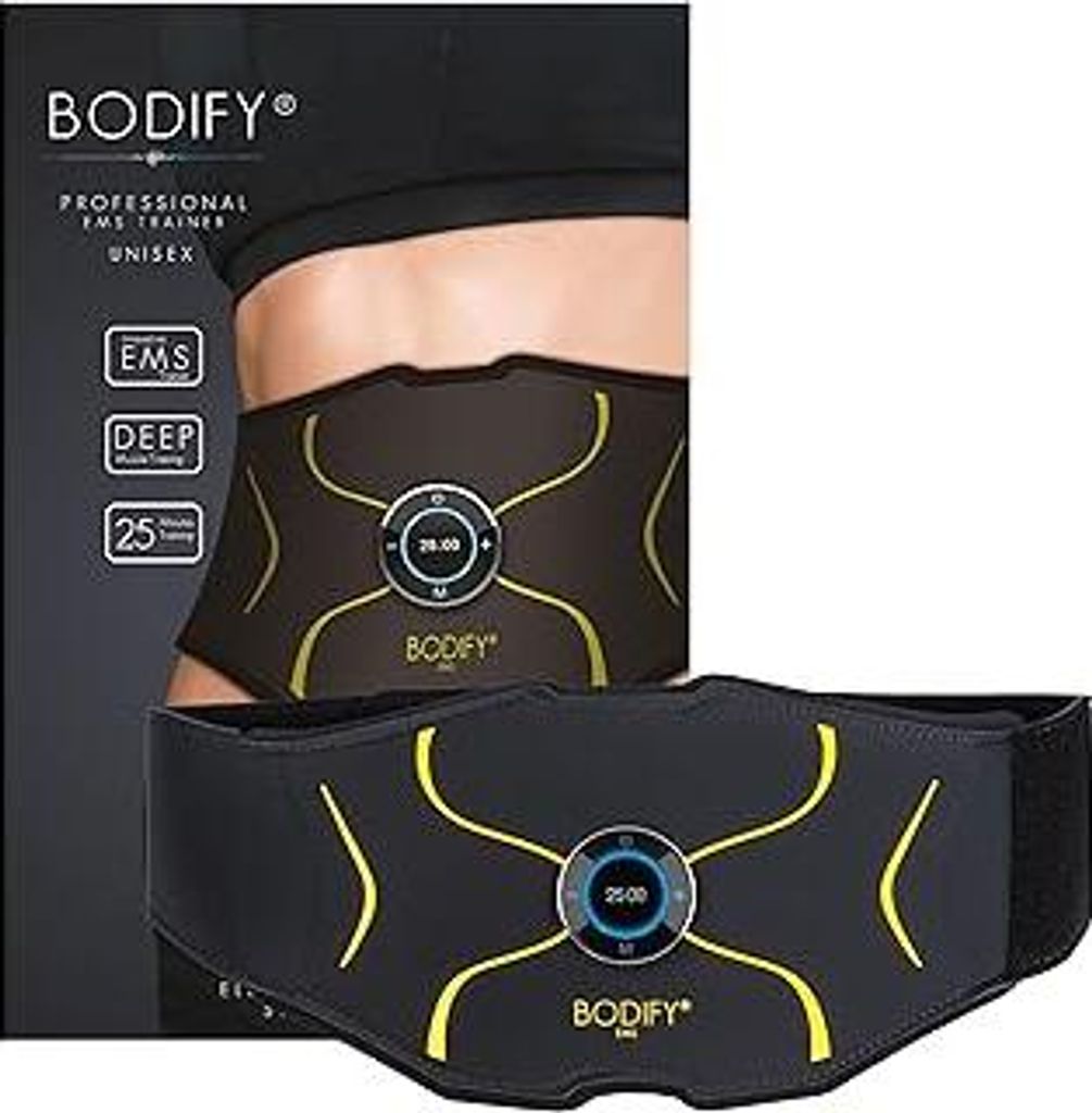 BodifyEMS Bauchtrainer Max - Gezielte Stimulation der Bauch Muskulatur! - Muskelaufbau - Bauchtrainer - Stimulationsgerät Bauch Muskeln - Bauchmus...