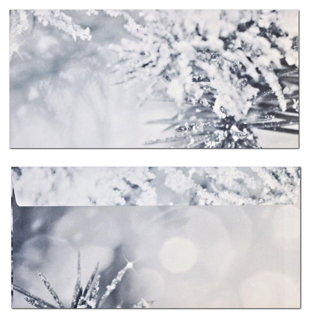 Briefumschläge haftklebend (Winter-5180, DIN lang, 25 Stück) Schnee Weihnachten verschneiten Tannenäste Umschläge DIN lang (220 x 110mm)