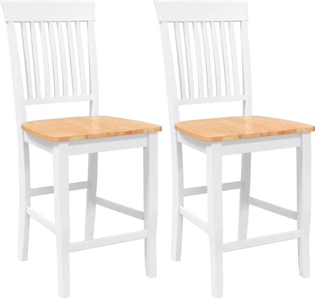 Set 2 Sgabelli Bianchi vidaXL in Legno Massiccio Hevea | Design Cucina