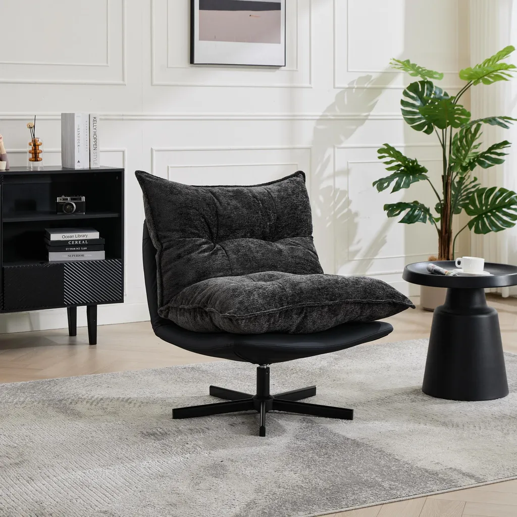 Fauteuil pivotant relax gris foncé avec dossier réglable 3 positions