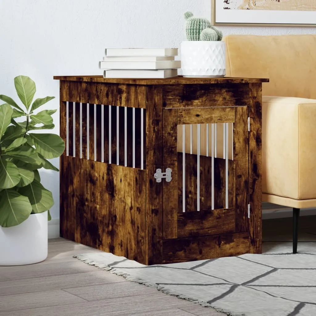 Gabbia per Cani Design Rovere Affumicato 55x80x68cm | Mobile Elegante BEI CLORIS