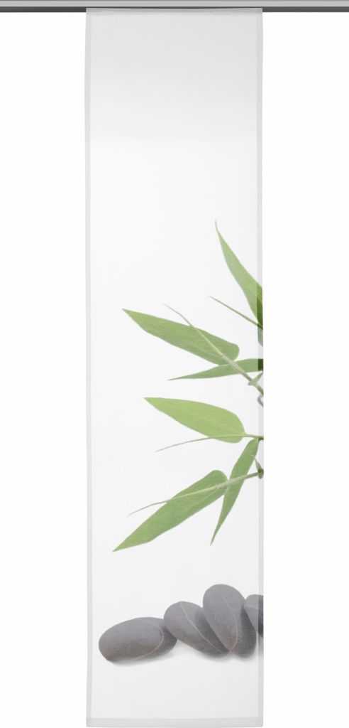 Schiebevorhang Bambus Steine BxH 60x245cm Flächenvorhang Gräser grün grau