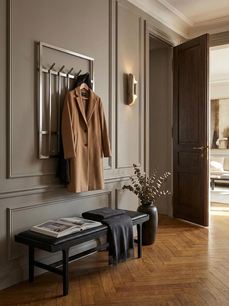 Wandgarderobe Metall Silber 60x100x7,5 cm Design Flurgarderobe Stahl, Hakenleiste Wandpaneel, Garderobe Wand, Garderobenleiste Flur