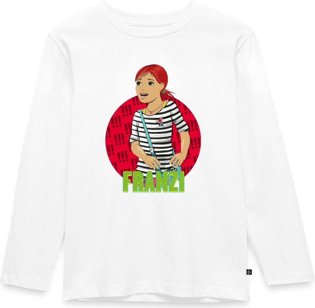 Spreadshirt Die Drei Ausrufezeichen Franzi Kinder Premium Langarmshirt, 122/128 (6 Jahre), Weiß