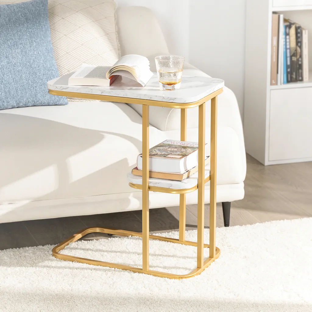 Petite table d'ordinateur portable stable 50cm avec double stockage
