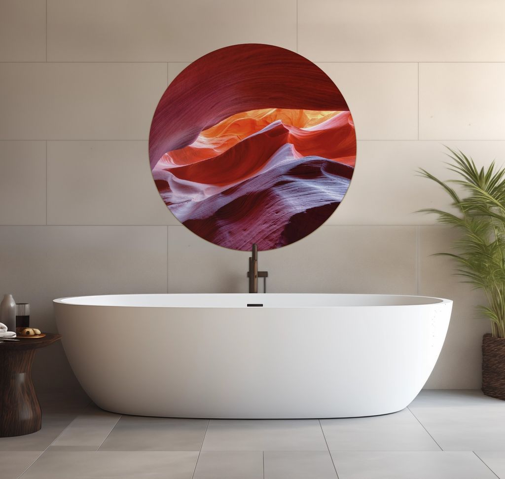 Wallario wasserfestes Poster selbstklebend 90 x 90 cm, Antelop Canyon USA Kalksandsteingebirge in leuchtenden Farben, Badezimmerposter Spritzschut...