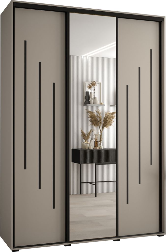 Kryspol Dakota 9 Schrank, drei Türen - 235,2x170x45cm - Kaschmir Schwarz