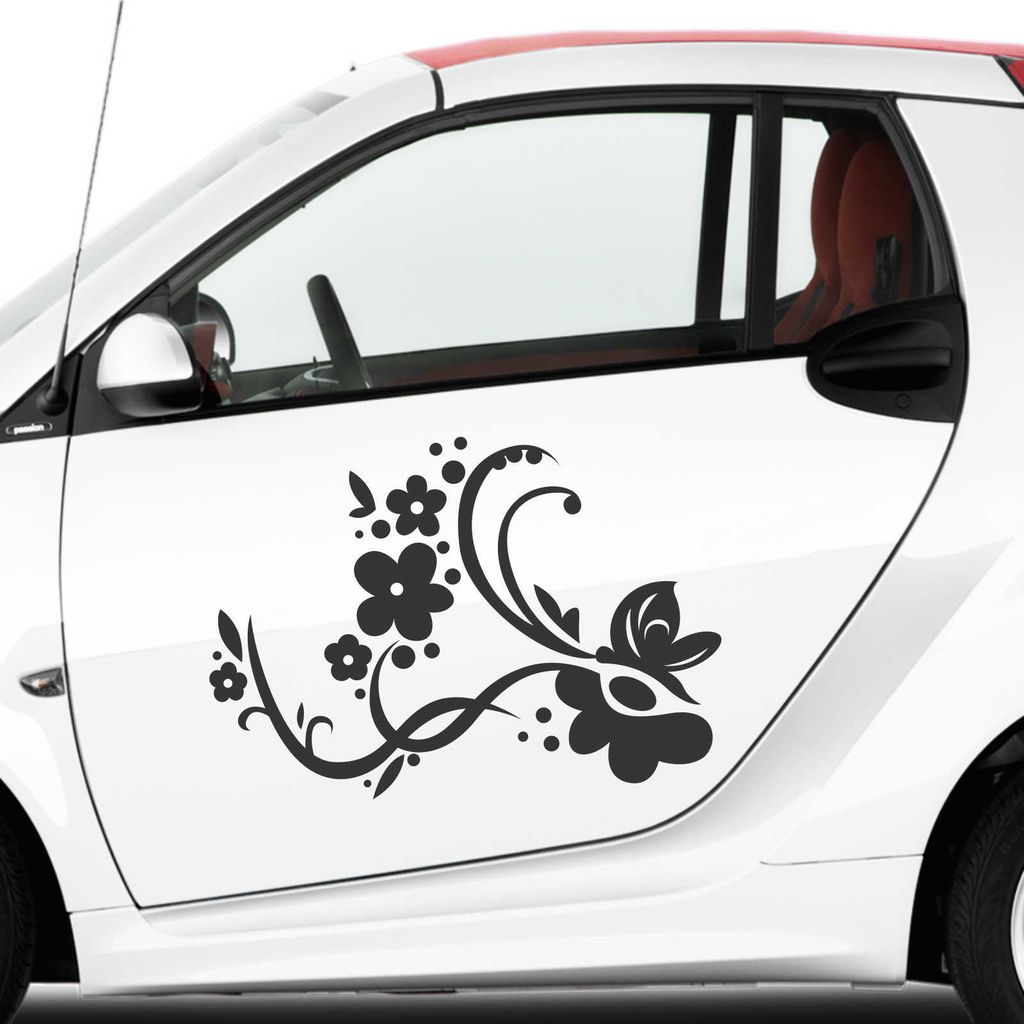 Aufkleber - Autoaufkleber-Set Rankelement Vera, 2 Stk. je 83cm x 60cm schwarz - Tuning Carystyling Heckscheibe Auto