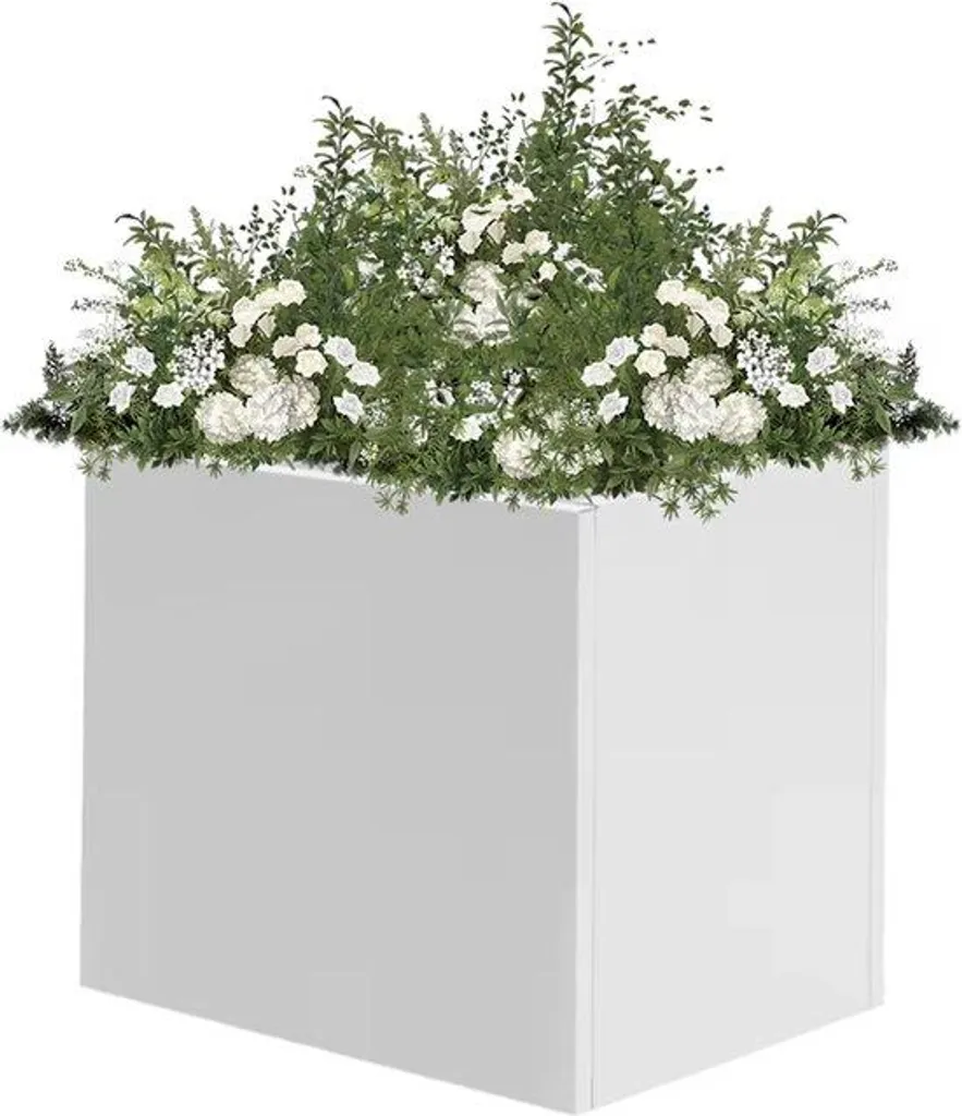 Bac à plantes carré métal blanc 20 pouces résistant au gel et aux UV
